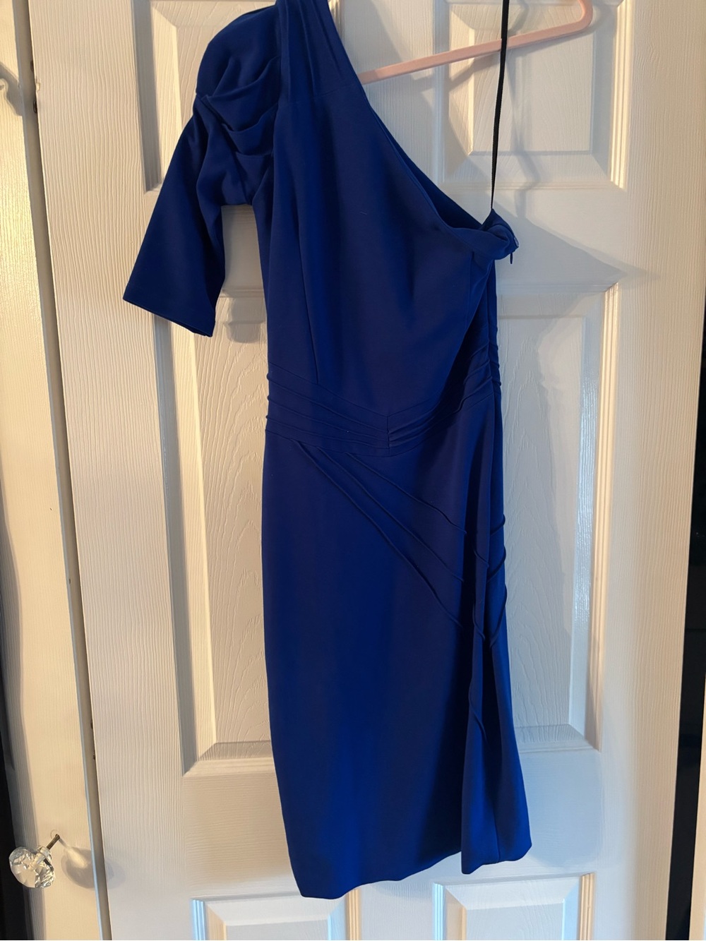 One-Shoulder Elegant Cobalt Blue Sheath Dress